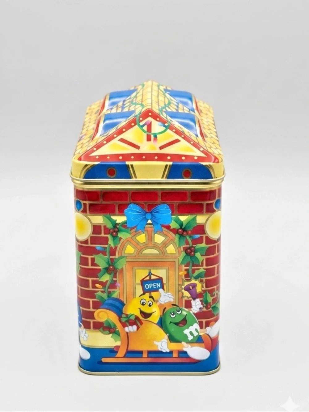 1996 M&M's Christmas Village Toy Shop Limited Edition Candy Canister Vintage Tin